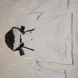 Under Armor Mossy Oak white and camo zip up Hoodie